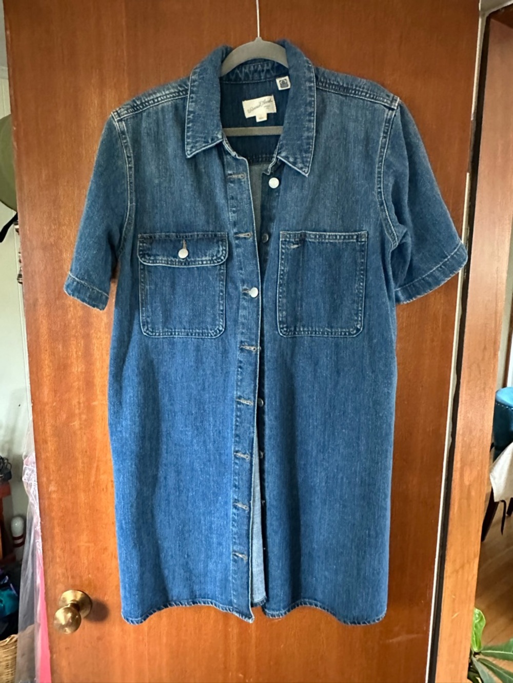 Universal Thread Short-Sleeve Denim Shirt Dress - Blue
